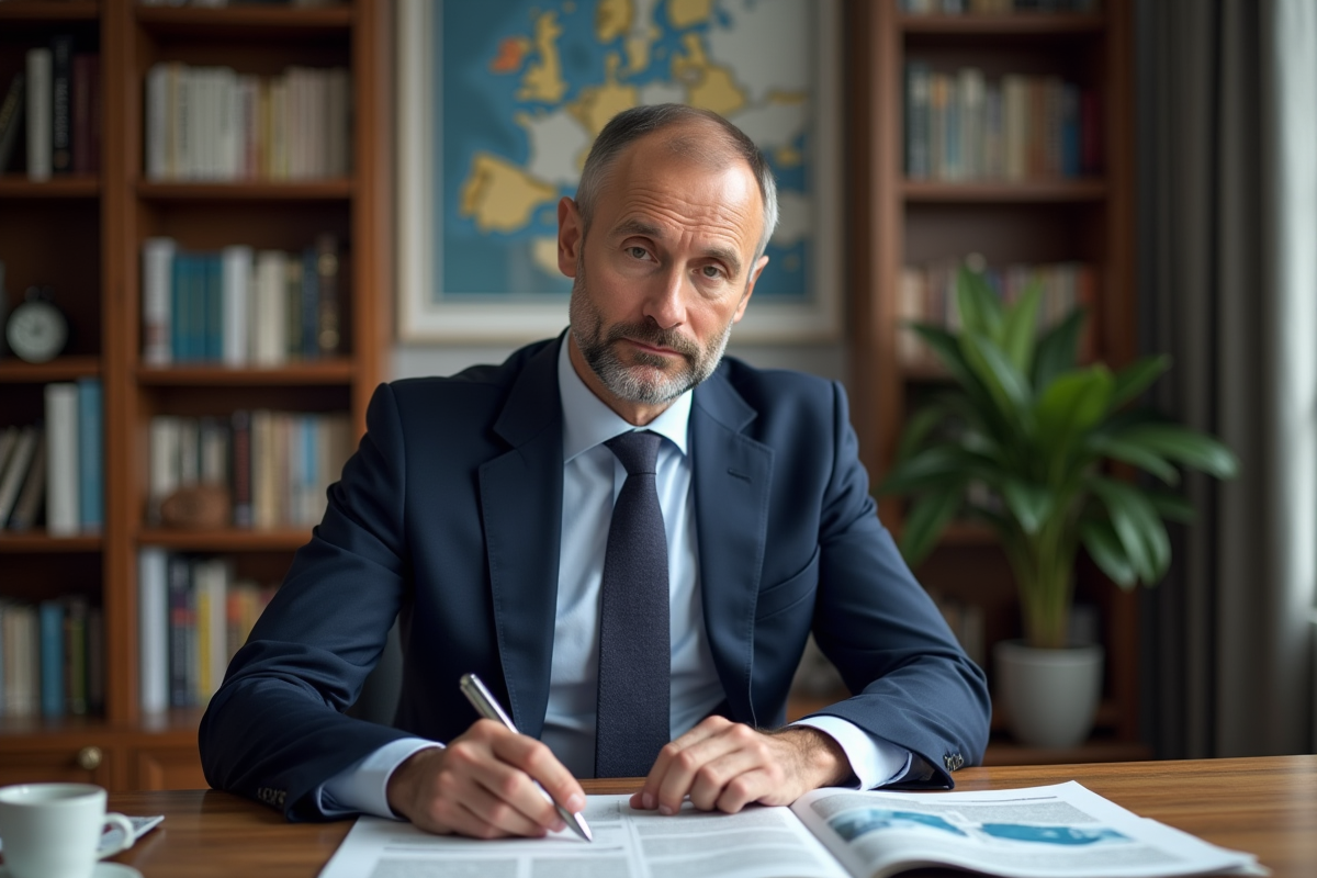 Analyste politique russe dans son bureau