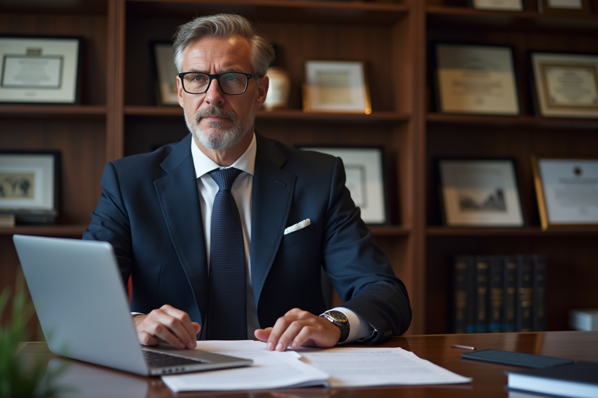 Avocat en droit de la propriété intellectuelle en costume navy