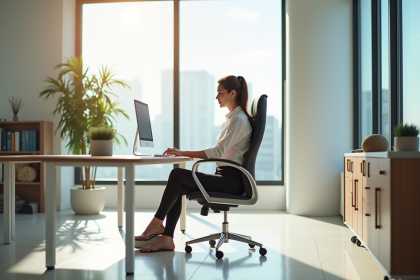 Bureau moderne avec une femme professionnelle au travail