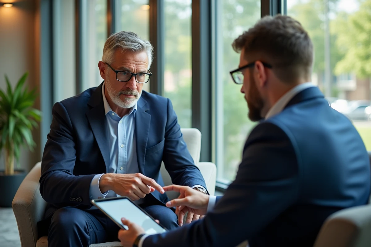 Conseiller assurance en discussion avec un client