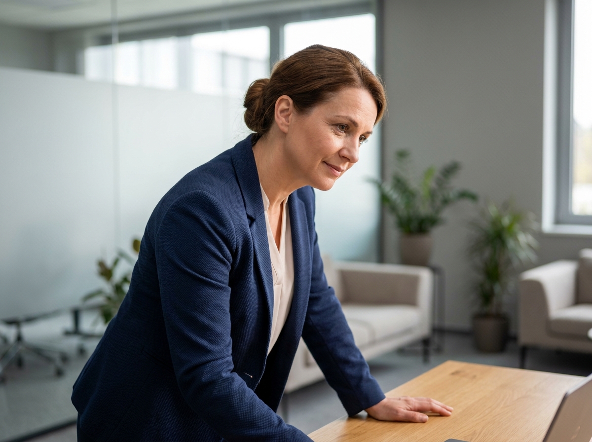 Conseillère clientèle attentive à l'écoute d'un client dans un bureau moderne, illustrant la fidélisation client en entreprise