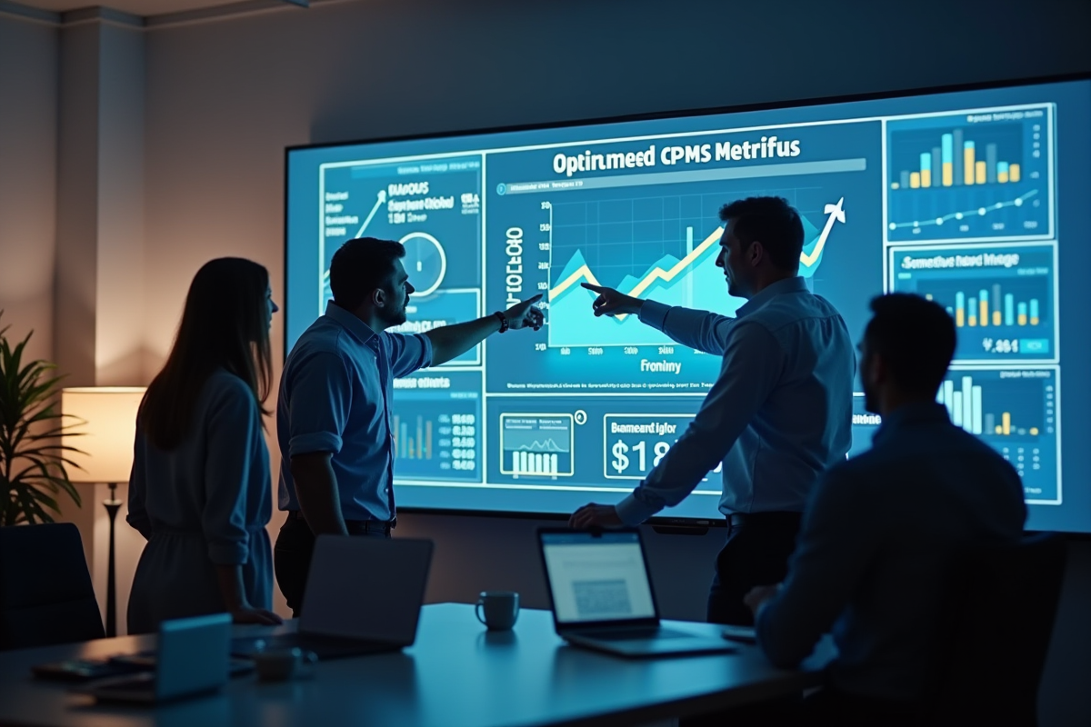 Equipe créative discutant des performances publicitaires