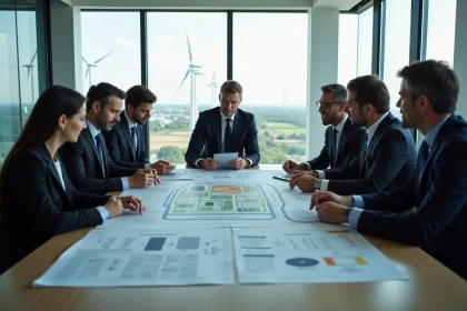Groupe de professionnels autour d un plan d énergie renouvelable