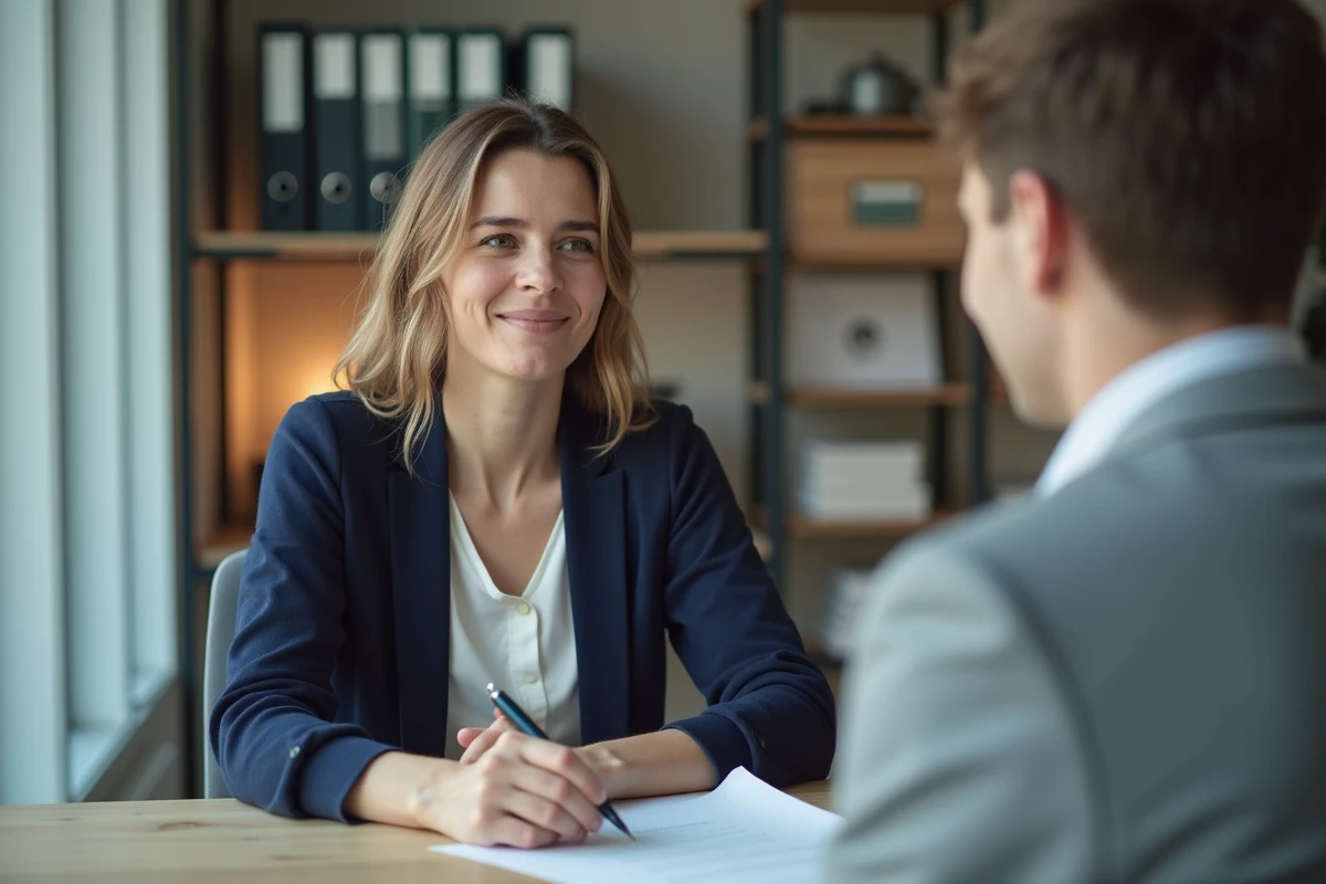 Femme attentive en conseil dans un bureau moderne