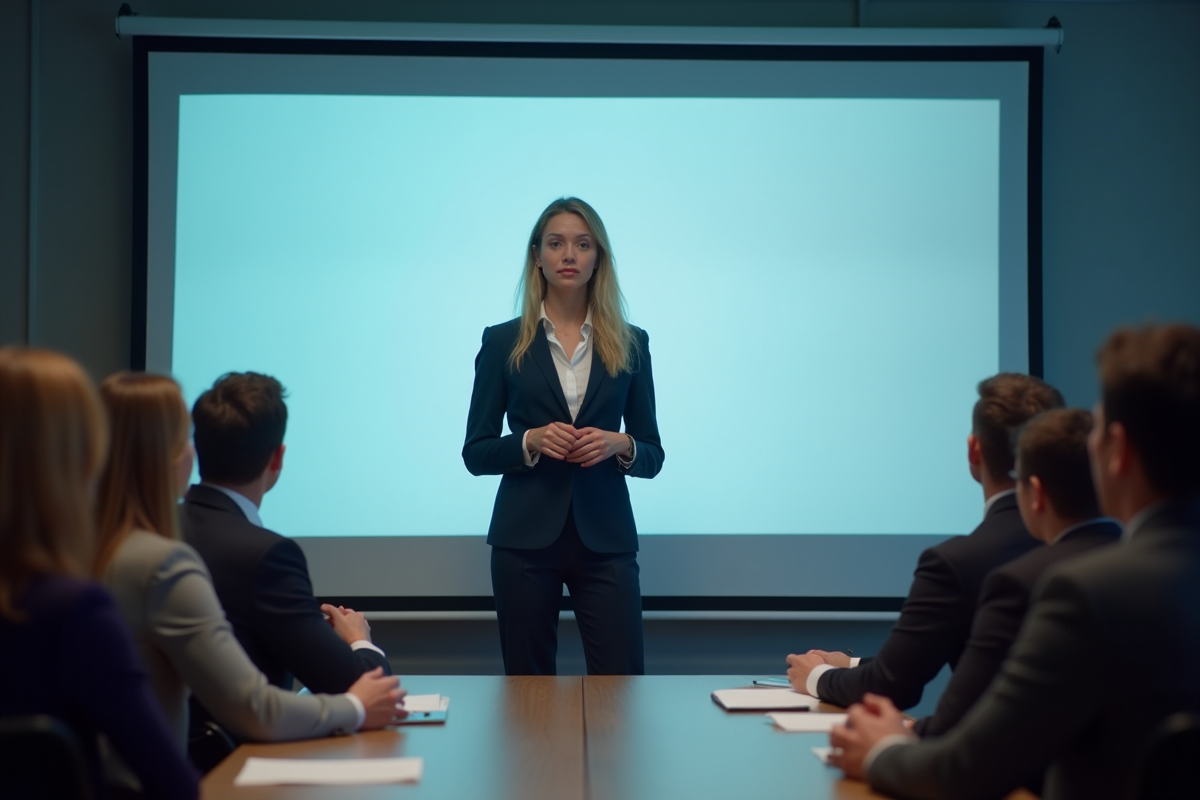 Femme confiante en présentation lors d