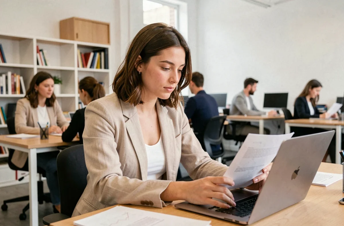 Femme professionnelle travaillant dans un espace de coworking à Narbonne, consultants et freelances
