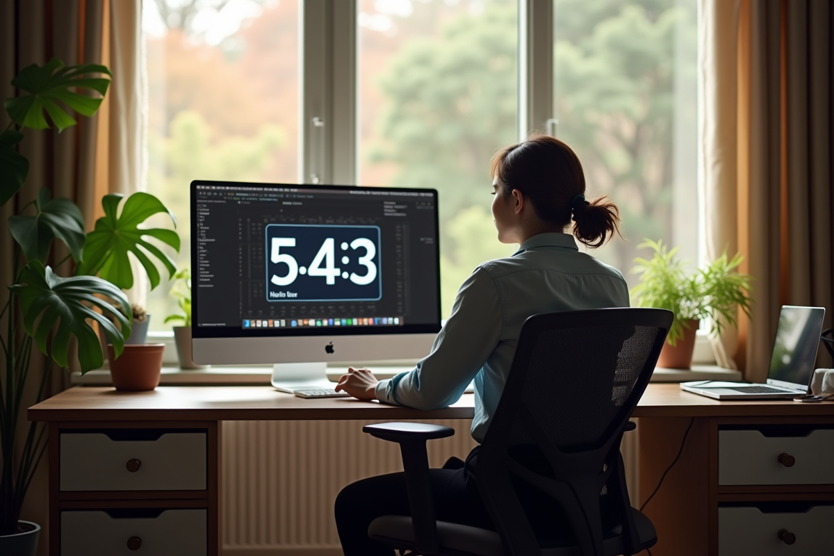 Espace de travail à domicile avec timer de quatre heures