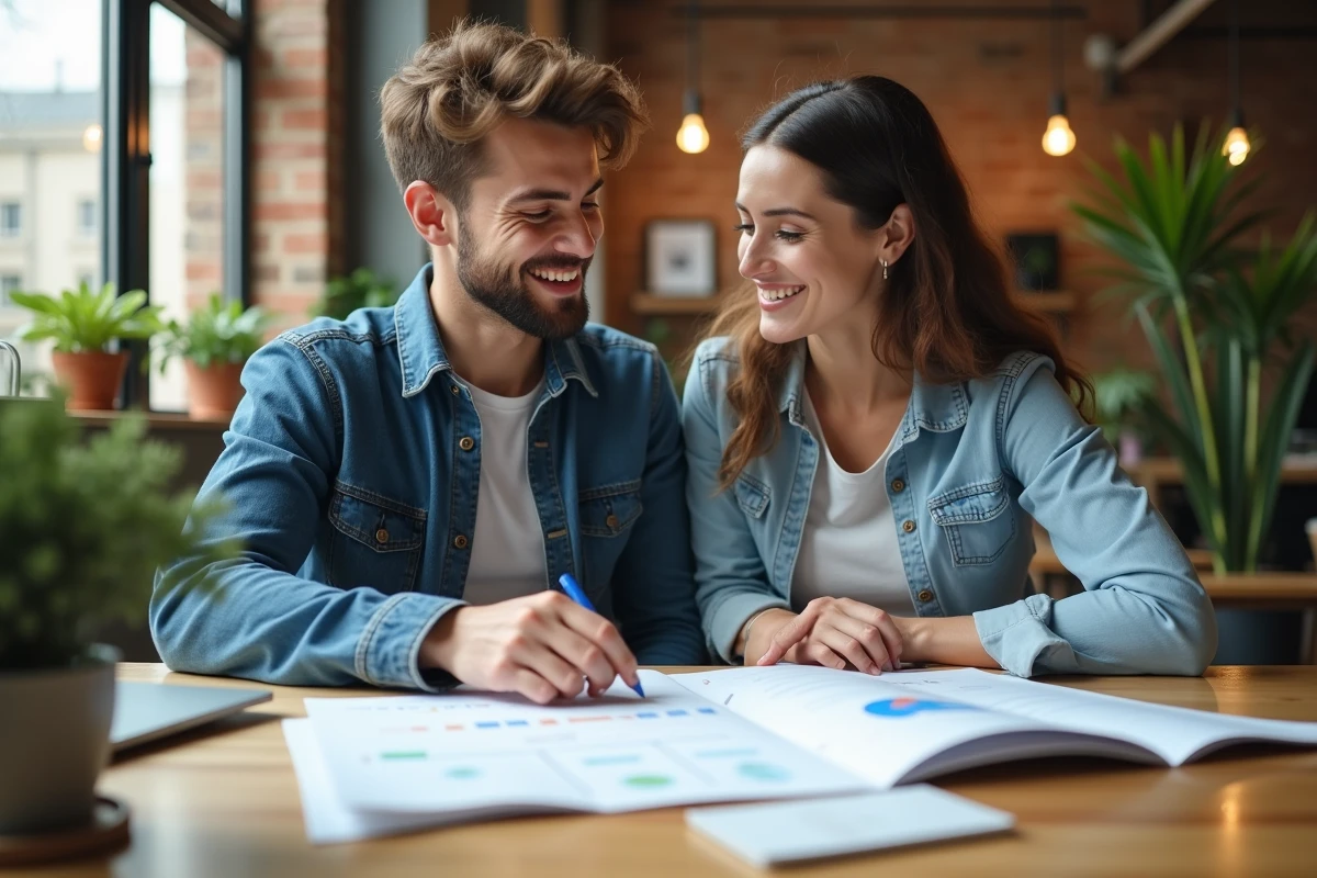 Jeunes entrepreneurs collaborant dans un espace de coworking