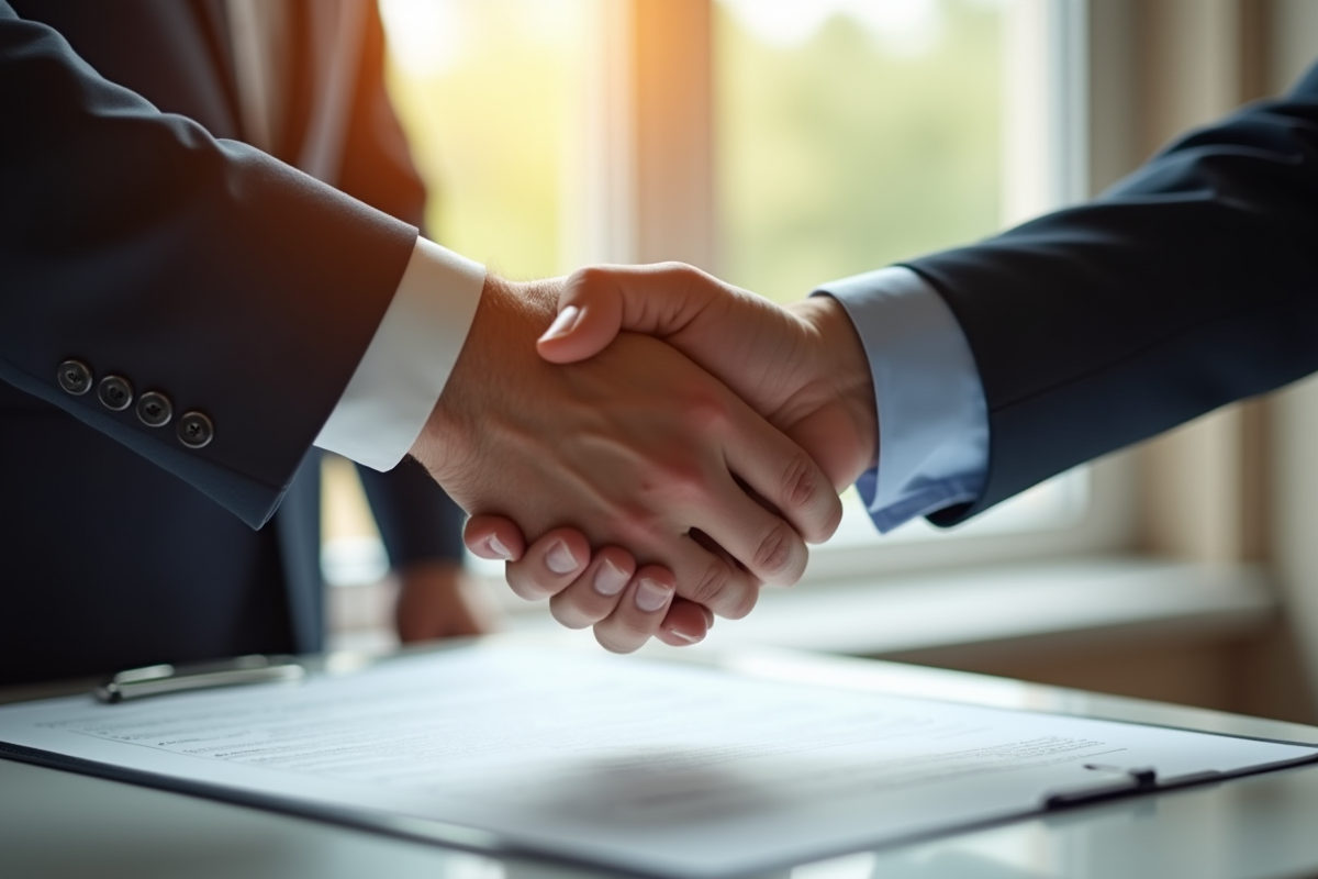 Poignées de mains sur un contrat en signe de coopération
